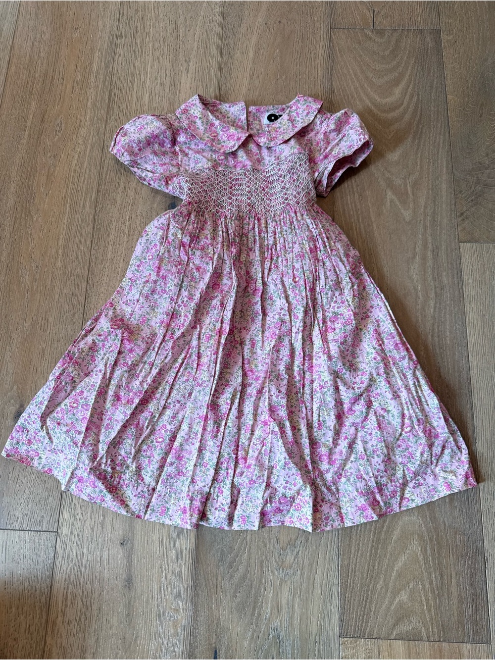 Question Everything Classic Pink Floral Smocked Kids Dress 4-5y